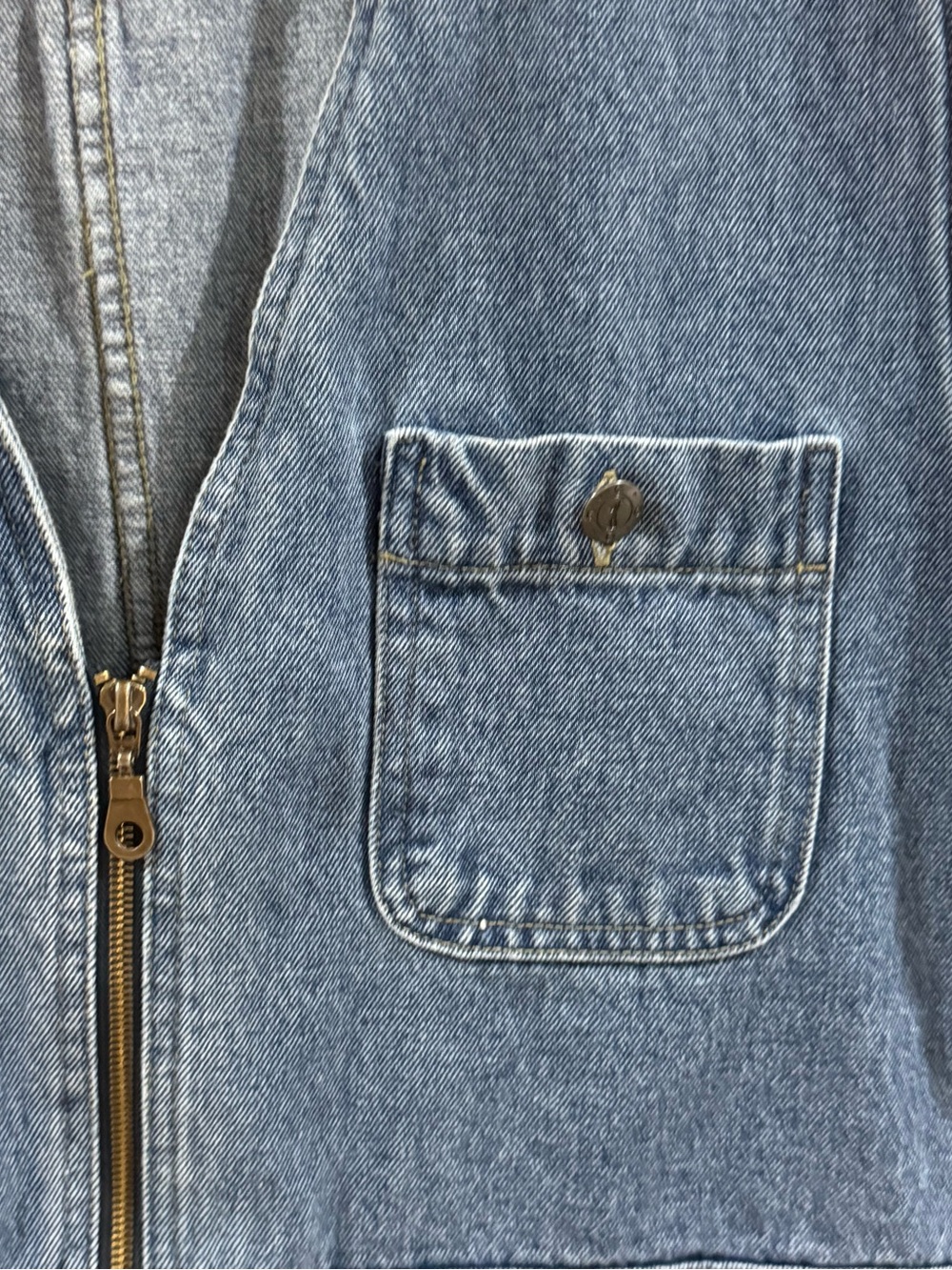 Vintage  Denim Utility Vest Full Zip Blue Jean Workwear Mens size L - Picture 4 of 6